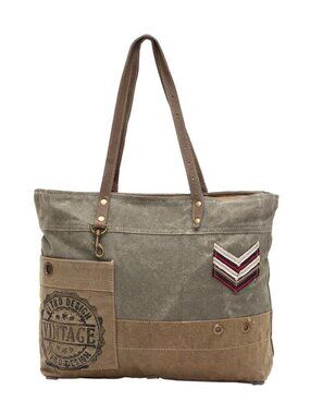 Myra Military Badge Canvas Tote Bag